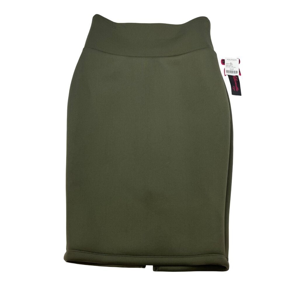 Silhouette NYC Women’s Pencil Skirt Knee Length Olive Size Medium New Pull On